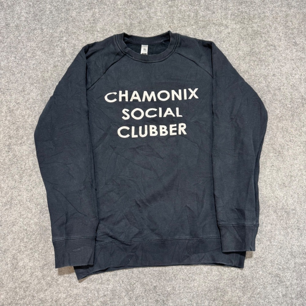AS Colour Chamonix Social Clubber Sweatshirt Mens Large Black Raglan Crewneck